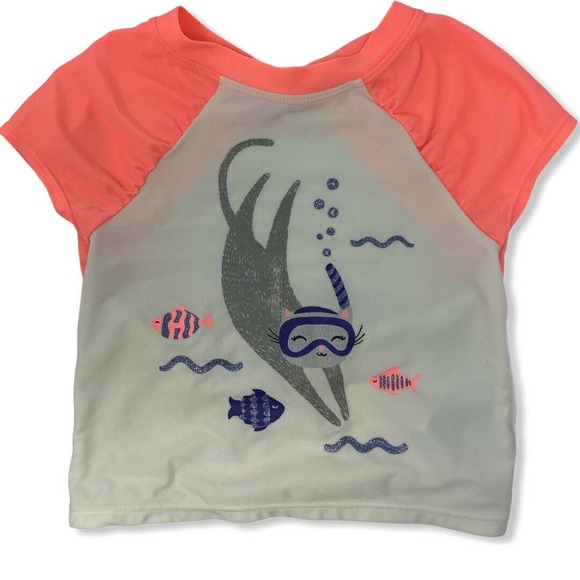 Snorkel Cat Short Sleeve Open Back Swim Top 5T - Picture 1 of 3
